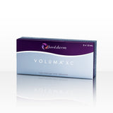 Box carton of Juvederm Voluma XC injectable hyaluronic acid dermal gel filler, with 1mL volume syringe inside.